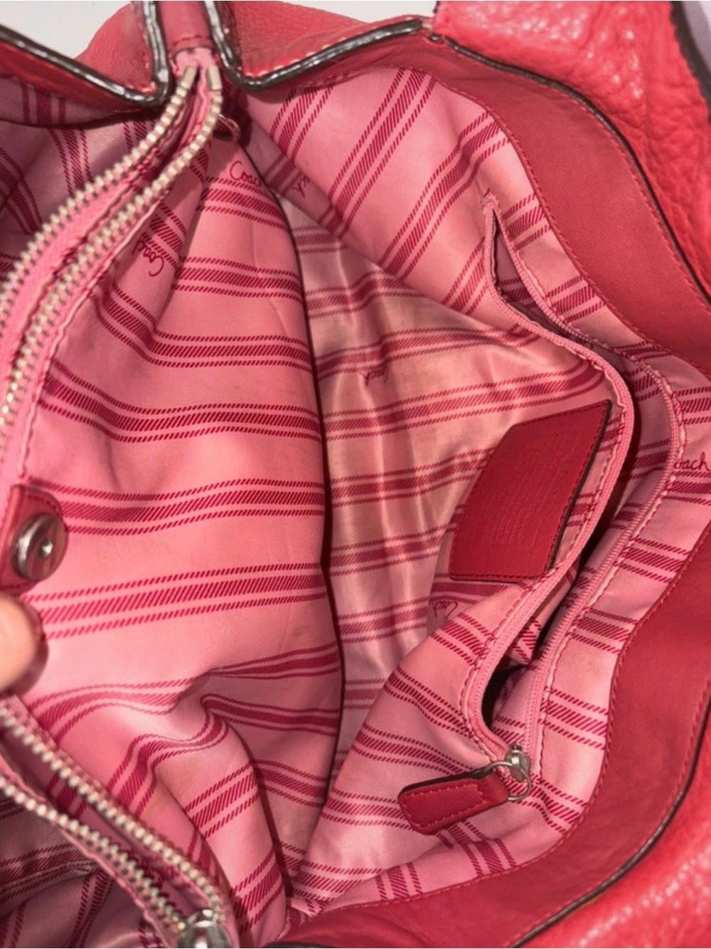 Coach Red Leather Shoulder Bag with Silver Hardware - Picture 9 of 12